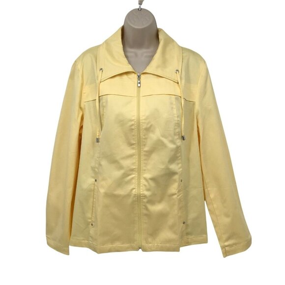Studio Works Jackets & Blazers - Studio Works Womens Long Sleeve Collared Front Zip Light Yellow Jacket Size XL